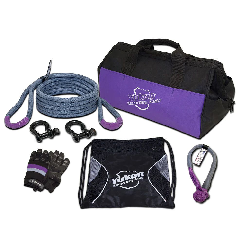 Yukon Gear and Axle Recovery Gear Kit with 3/4" 20-Foot Long Kinetic Rope Shackles and More | YRGKIT-2